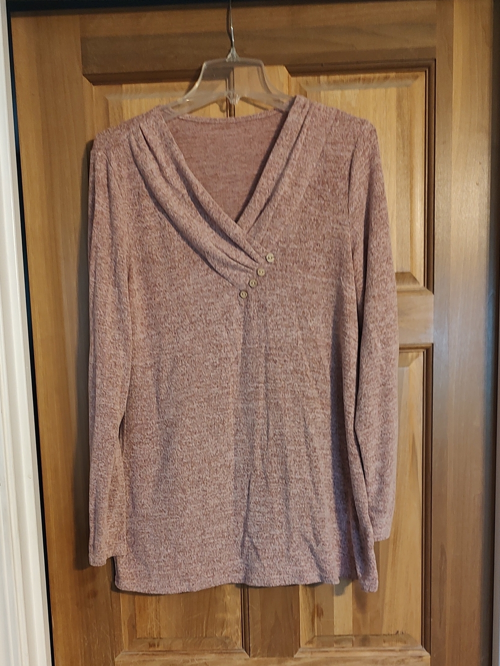 Cozy Draped V-Neck Women's Sweater in Dusty Rose